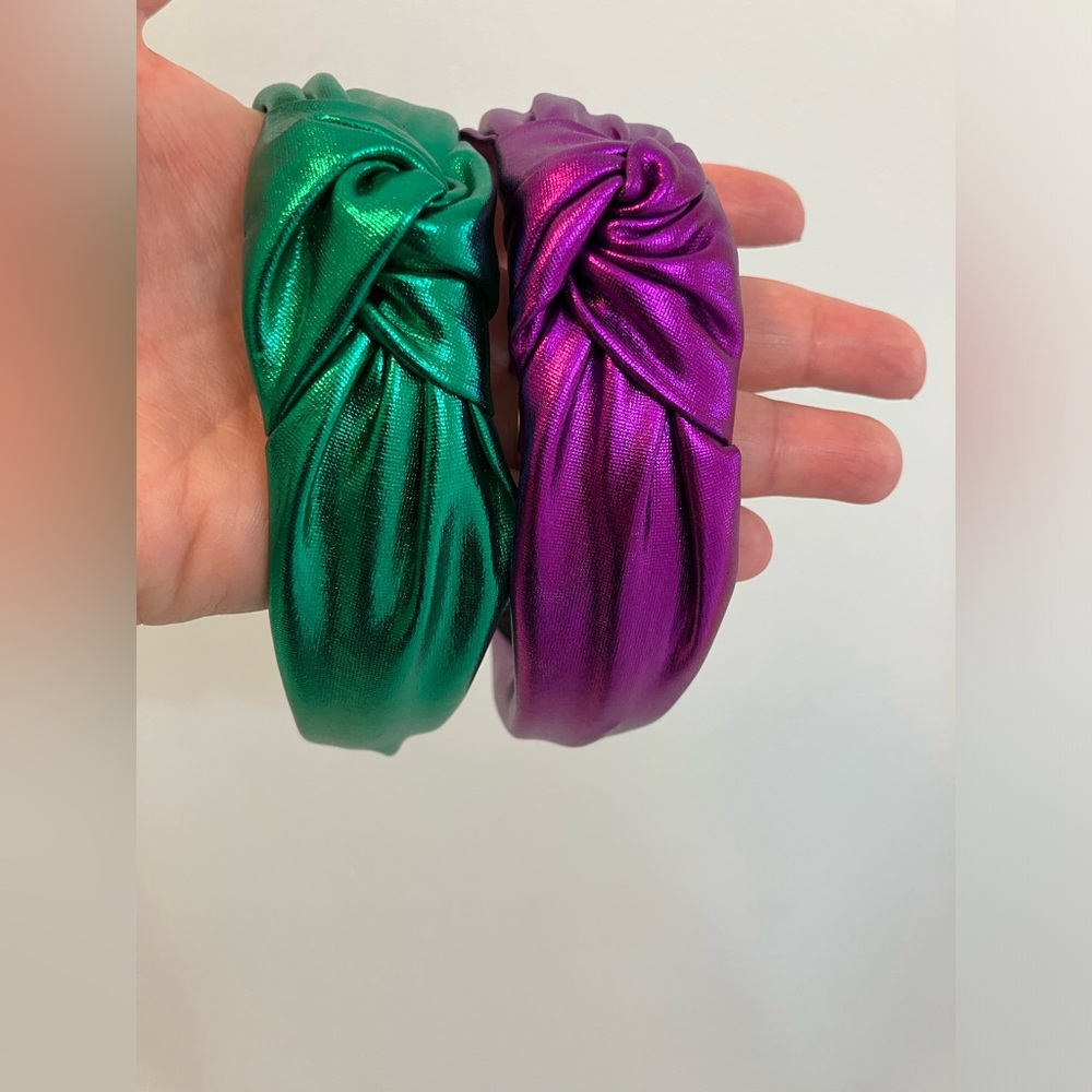 Headband Leather Knotted Purple/ Green